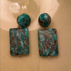 Lele Sadoughi Green stone earrings